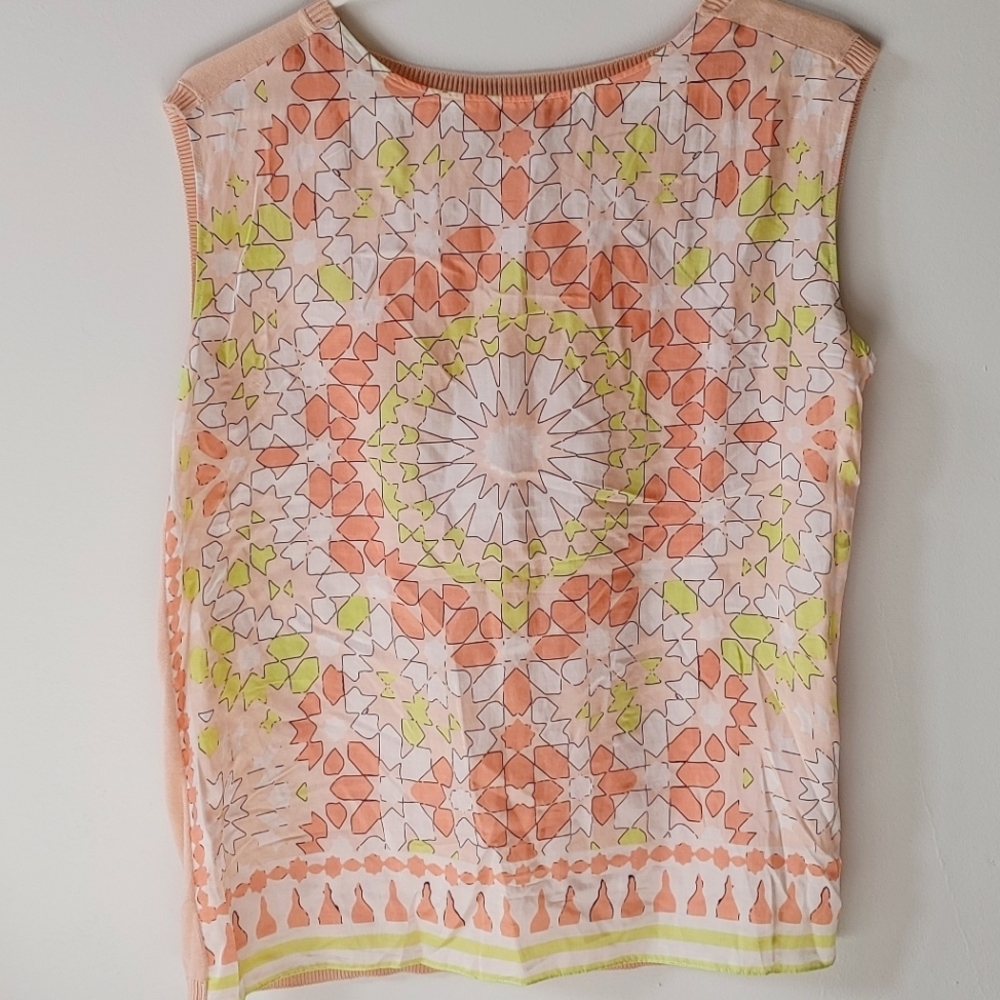 Hilary Radley Silk and Cotton Peach Sleeveless Shirt